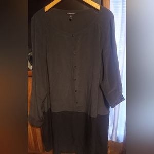 Black and gray silk dress or may be worn as a oversize top excellent condition